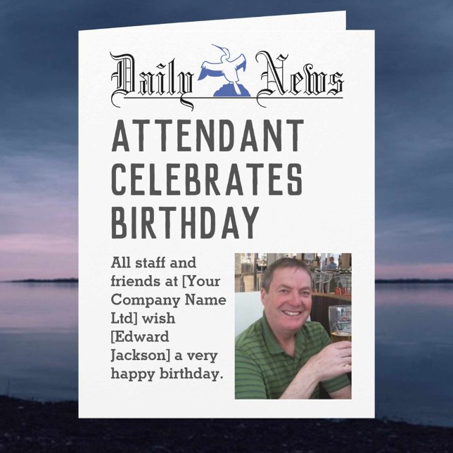 Attendant Birthday Card to Personalise (Creator Uploaded)
