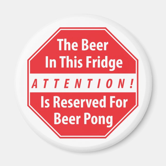 Attention! Beer Pong Magnet (Front)