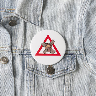 Attention Crossing 7.5 Cm Round Badge