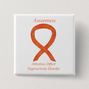 Attention Deficit Hyperactivity Disorder (ADHD)Pin 15 Cm Square Badge