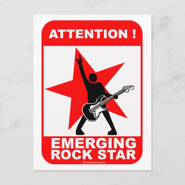 Attention! emerging rock star! postcard (Front)