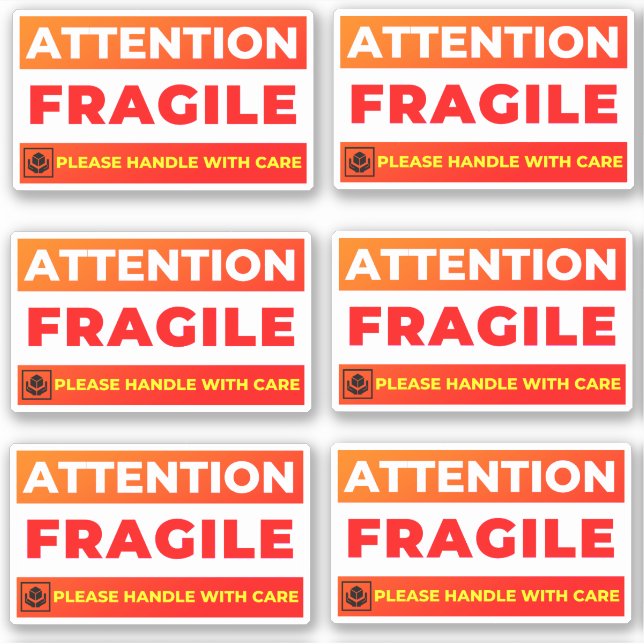 Attention Fragile Shipping Stickers (Vinyl Labels) (Front)