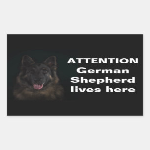 Attention german shepherd lives here rectangular sticker