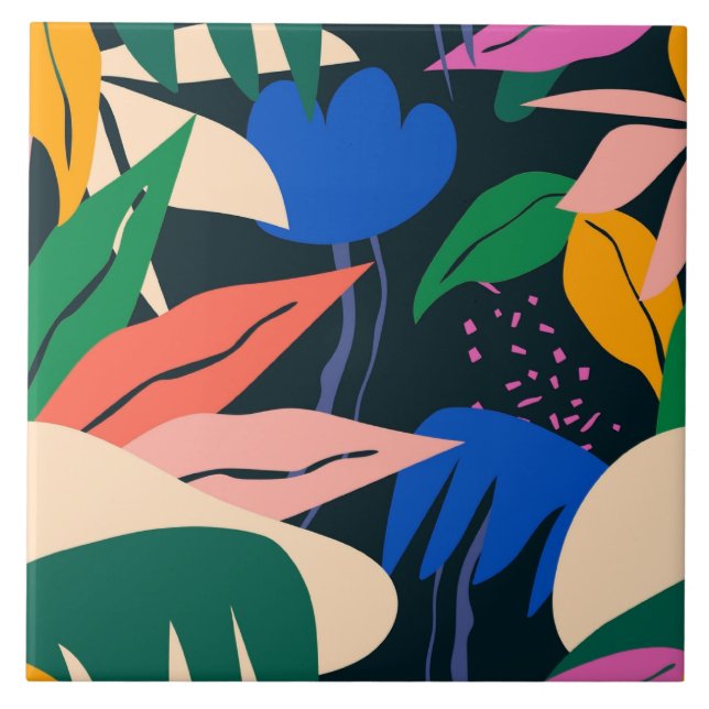 Attention Getter tropical pattern Ceramic Tile (Front)