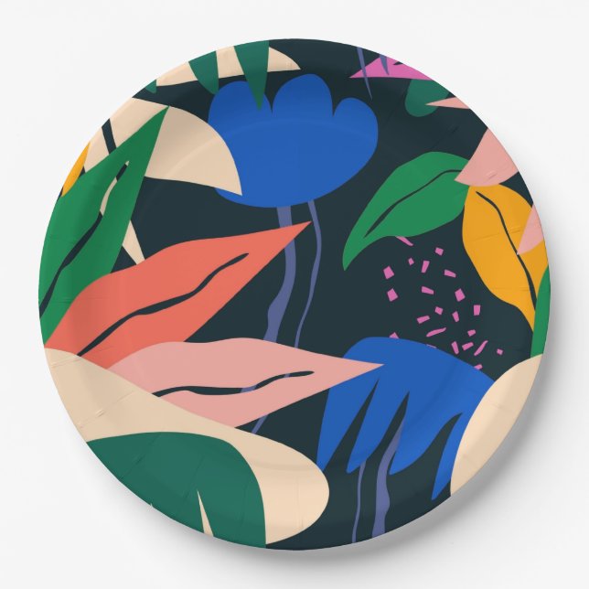 Attention Getter tropical pattern Paper Plate (Front)