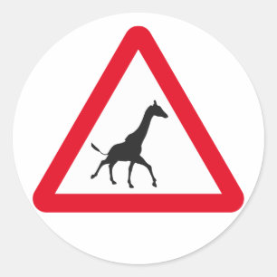 Attention: Giraffe Crossing! Classic Round Sticker