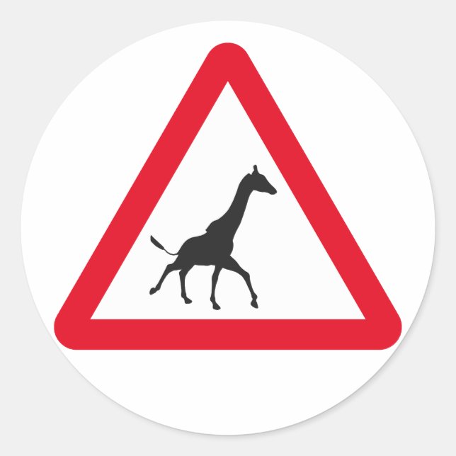 Attention: Giraffe Crossing! Classic Round Sticker (Front)