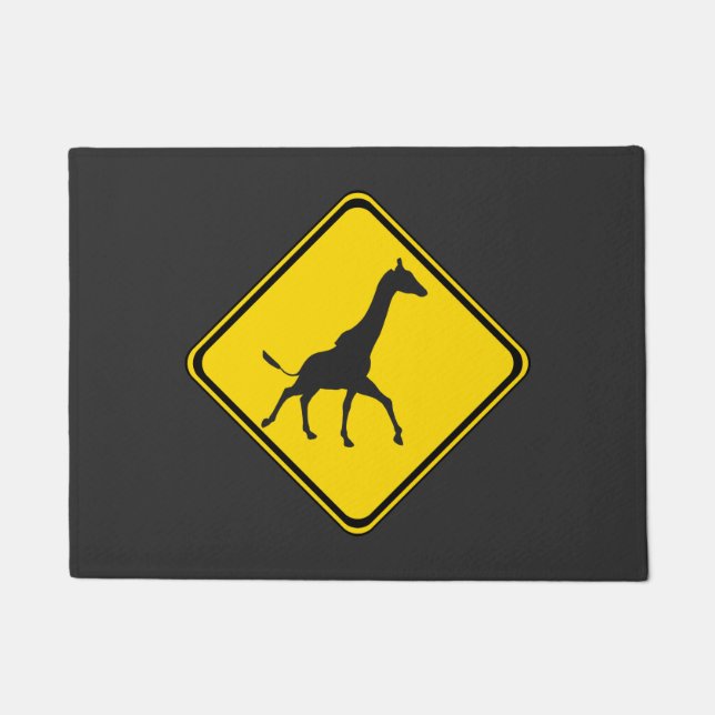 Attention Giraffe Crossing Doormat (Front)