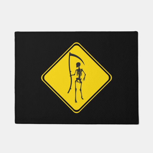 Attention Grim Reaper Ahead Doormat (Front)
