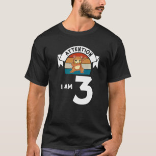 Attention I am 3 cat 3rd Birthday Boy Birthday T-Shirt