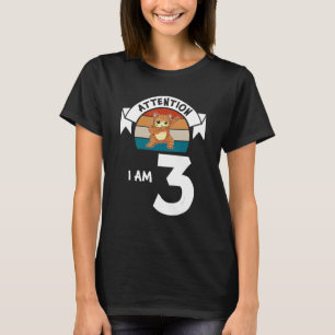 Attention I am 3 cat 3rd Birthday Boy Birthday T-Shirt
