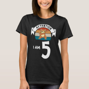 Attention I am 5 cat 5th Birthday Boy Birthday T-Shirt