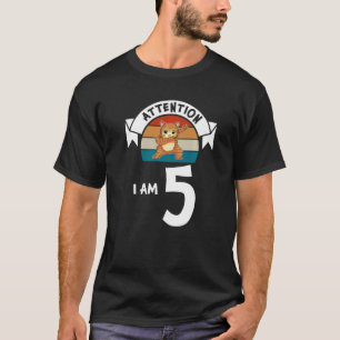 Attention I am 5 cat 5th Birthday Boy Birthday T-Shirt