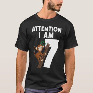 Attention I Am 7 Monkey Seventh Birthday Monkey T-Shirt