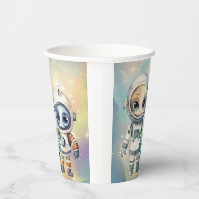 Attention Intergalactic Plain Birthday Paper Cups (Right)
