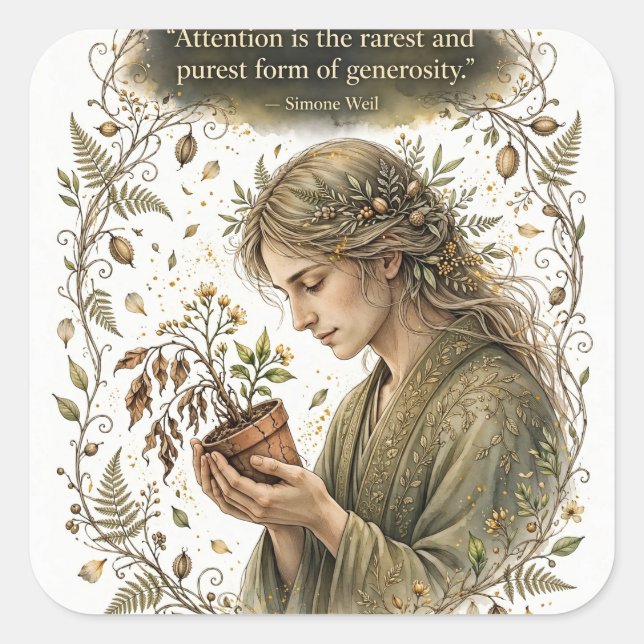 Attention Is Generosity — Simone Weil Sticker (Front)