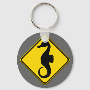 Attention: Jumping Seahorse Crossing! Key Ring