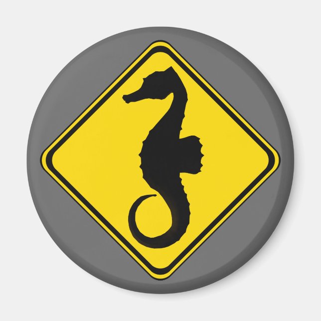 Attention: Jumping Seahorse Crossing! Magnet (Front)