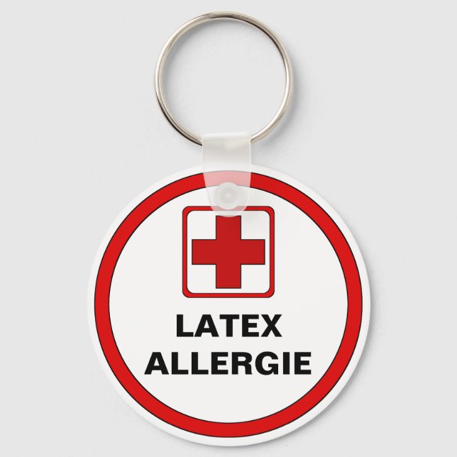 Attention - latex allergy key ring (Front)