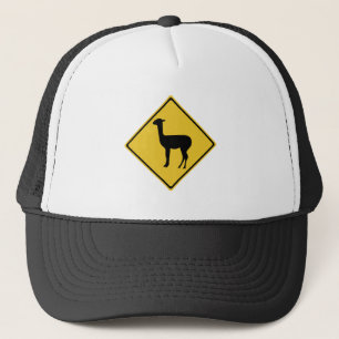 Attention Llamas, Traffic Sign, Argentina Trucker Hat