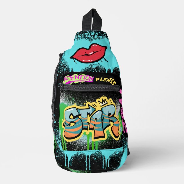 Attention please Elegant streetart spray Sling Bag (Front)