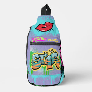 Attention please Modern streetart spray purple Sling Bag
