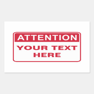 Attention Sign, template Rectangular Sticker