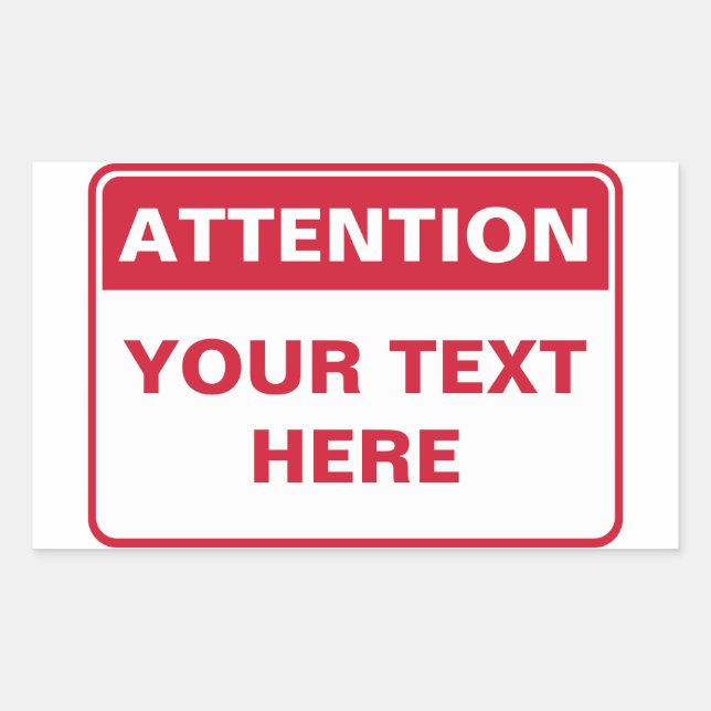 Attention Sign, template Rectangular Sticker (Front)