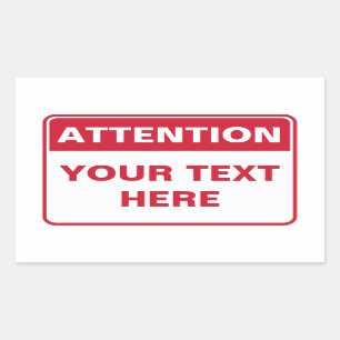 Attention Sign, template Rectangular Sticker