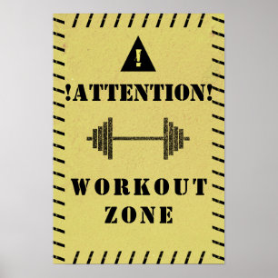 Attention sign workout zone gym style