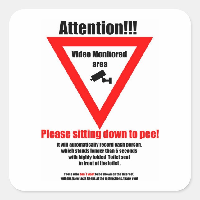 Attention, sitting down to pee Sticker (Front)