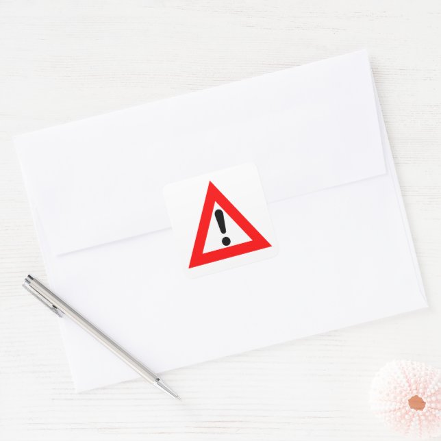 Attention Triangle Symbol Square Sticker (Envelope)