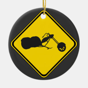 Attention: Trikes Xing! Ceramic Ornament