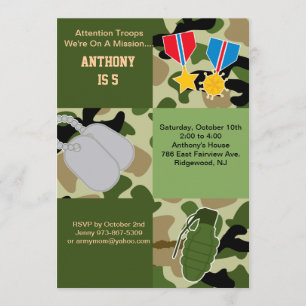 Attention Troops Army Birthday Invitation