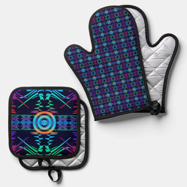 Attentive Eye to all Trends Oven Mitt & Pot Holder Set (Front/Back)