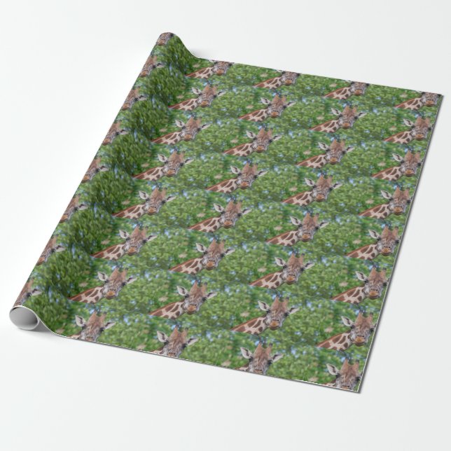 Attentive Giraffe Wrapping Paper (Unrolled)