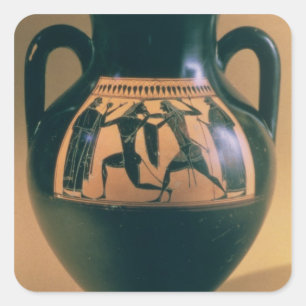 Attic black figure amphora depicting Theseus and t Square Sticker