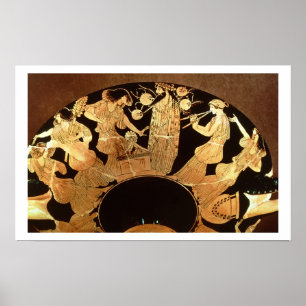 Attic red figure kylix depicting Dionysus and the Poster