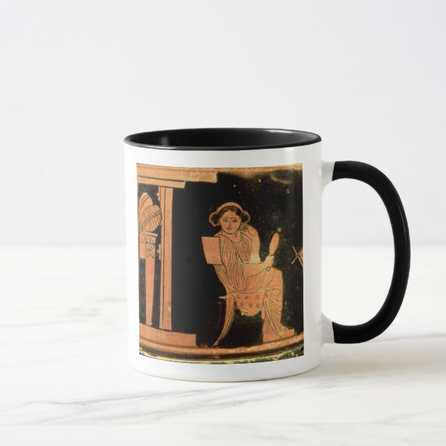 Attic red figure pyxis depicting a bride, 5th cent mug (Right)