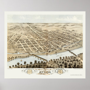 Attica, IN Panoramic Map - 1869 Poster