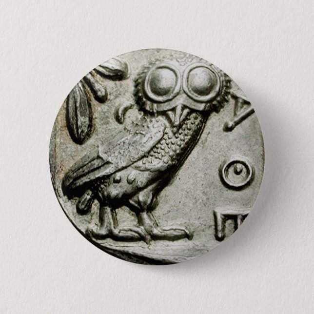 Attica Tetradrachm Owlthena 6 Cm Round Badge (Front)