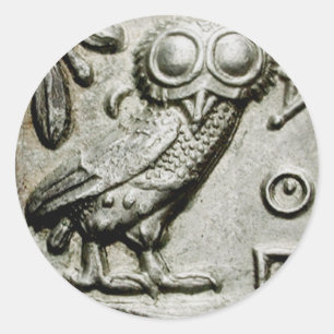 Attica Tetradrachm Owlthena Classic Round Sticker