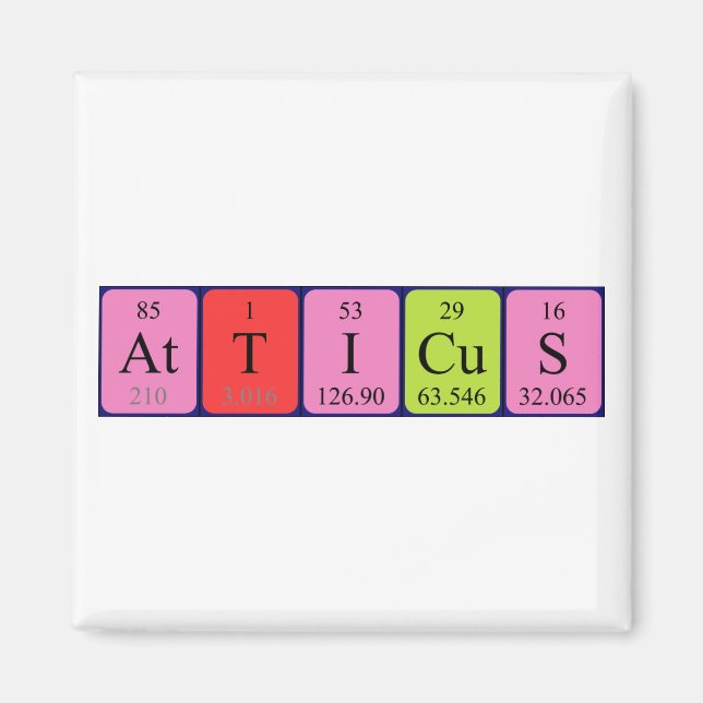 Atticus periodic table name magnet (Front)