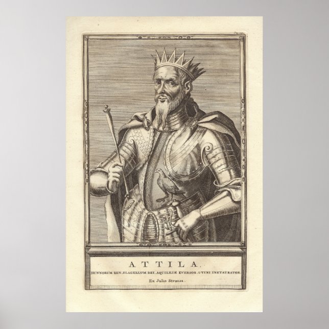Attila The Hun, Scourge of God, from Antique Print (Front)