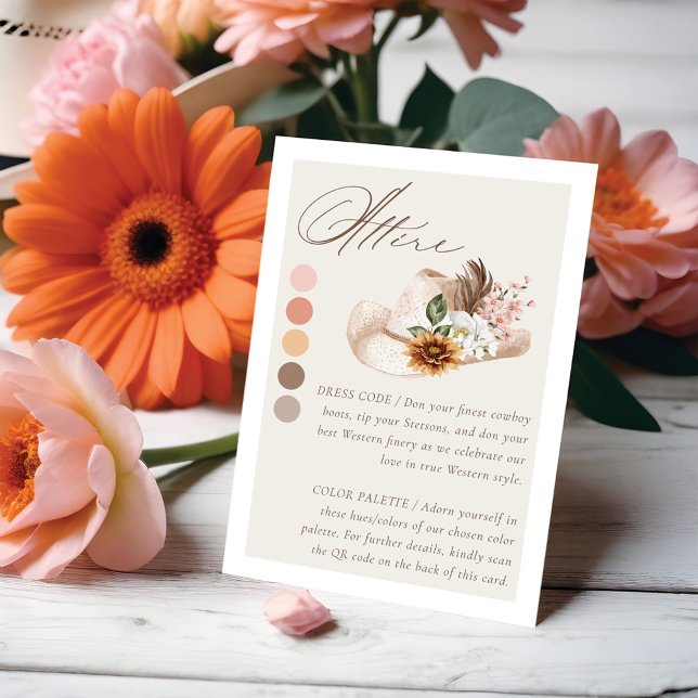 Attire Dress Code Floral Boho Western Hat Wedding Enclosure Card (Attire Dress Code Floral Boho Western Hat Wedding Enclosure Card)