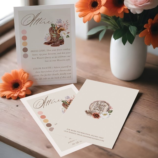 Attire Dress Code Floral Western Boots Wedding Enclosure Card (Attire Dress Code Floral Western Boots Wedding Enclosure Card)