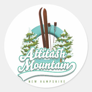 Attitash mountain new hampshire ski logo classic round sticker