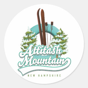 Attitash mountain new hampshire ski logo classic round sticker