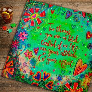Attitude and Effort Fun Floral Inspirational Jigsaw Puzzle
