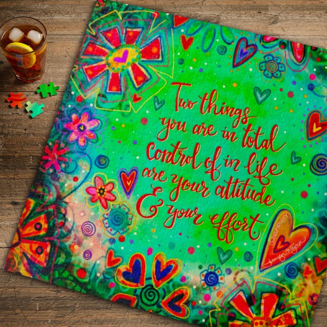 Attitude and Effort Fun Floral Inspirational Jigsaw Puzzle (Creator Uploaded)